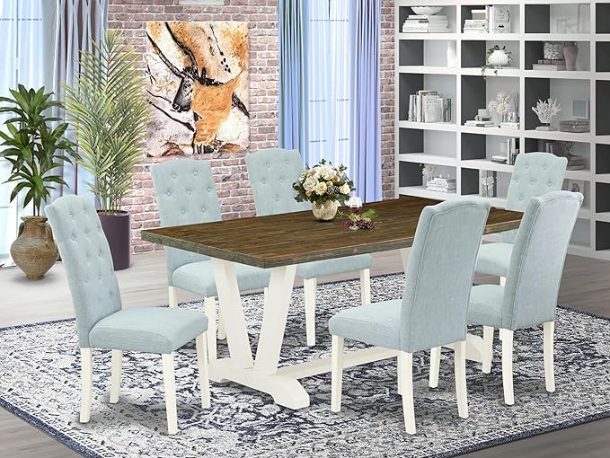 East West Furniture V077CE215-7 7 Piece Dining Set Consist of a Rectangle - Image 2