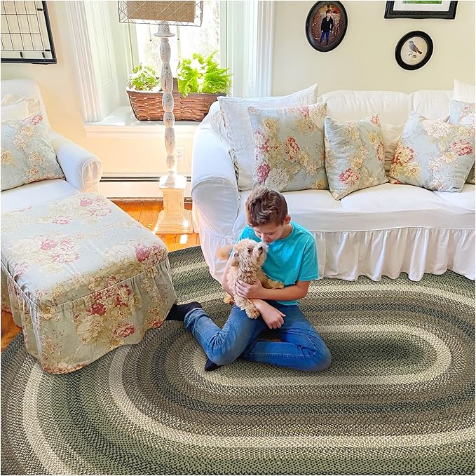 Homespice Pinecone Green Oval Rugs 6x9' – Rustic Jute Oval Area Rugs - Image 10