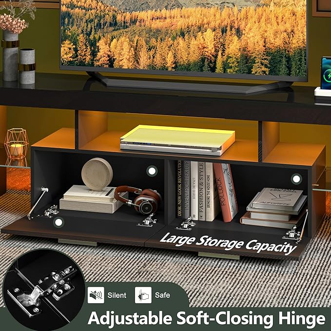 Clikuutory Modern LED Black 67 inch TV Stand - Image 7