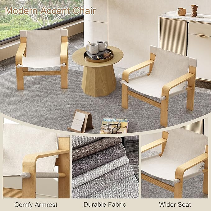Ball & Cast Accent Chair Wide Armrest Mid-Century Lounge Living Room Chairs - Image 5