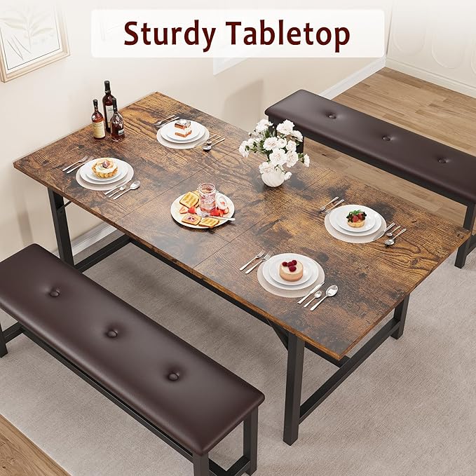 3-Piece Dining Table Set for 4-6 People, Extendable Kitchen Table Set - Image 9