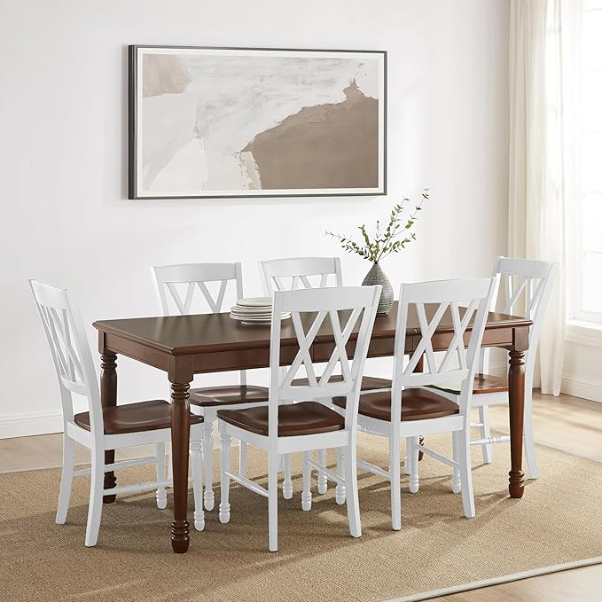 Crosley Furniture Shelby 7-Piece Dining Table Set, Distressed White/Dark Cherry - Image 5