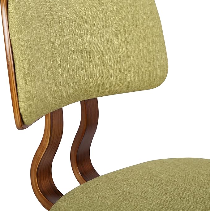 Armen Living Jaguar Mid-Century Dining Chair in Walnut Wood and Green Fabric - Image 7