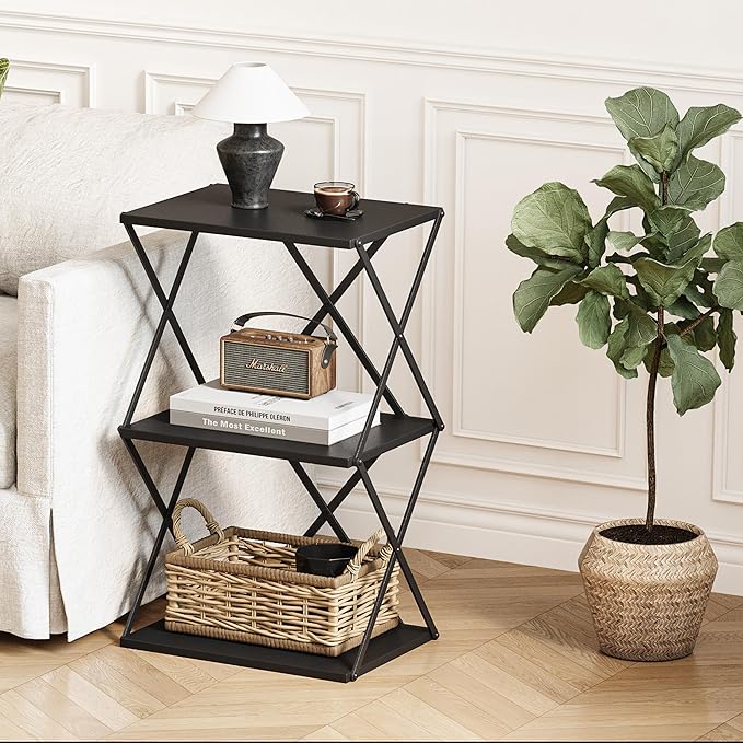 3-Tier End Table Set of 2 Small Side Table Tall Bedside Night Stand - Image 7