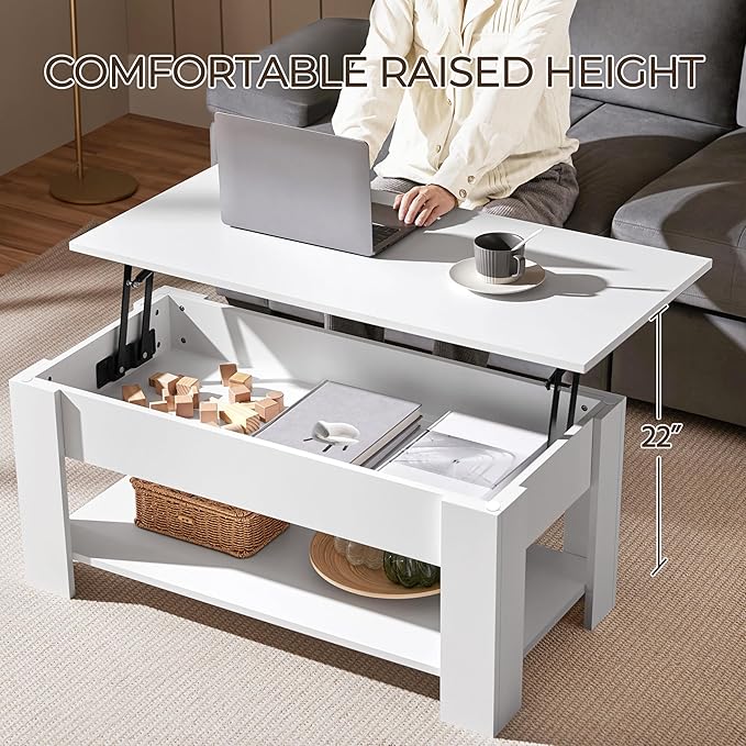 Yaheetech Lift Top Coffee Table w/Hidden Storage Compartment and Storage Shelf - Image 9