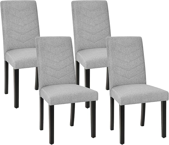 VECELO Upholstered Dining Chairs Set of 4, Fabric Wood Legs High Back by VECELO