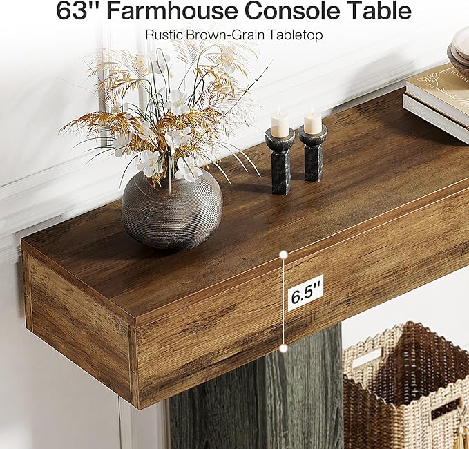 Tribesigns 63" Console Table, Farmhouse 2-Tier Entryway Table - Image 5
