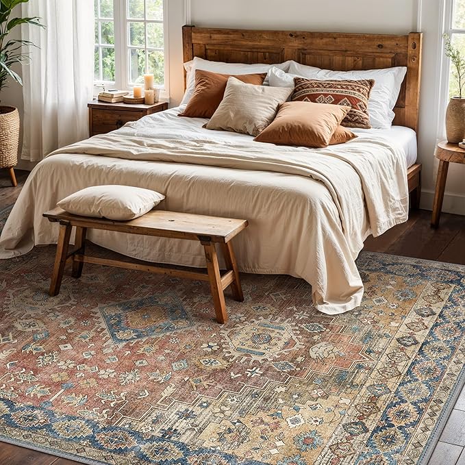 GENIMO 6x9 Area Rugs for Living Room, Machine Washable Non Slip Vintage Rugs - Image 4
