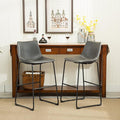 Roundhill Furniture Lotusville Vintage PU Leather Bar Stools, Antique Gray by RoundhillFurniture