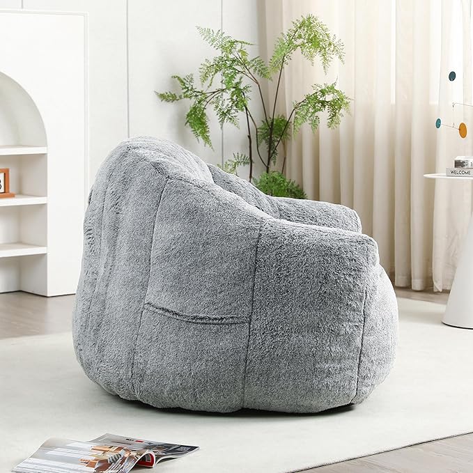 Furniliving Bean Bag Chair, Giant Bean Bag Chair Stuffed Floor Sofa - Image 4