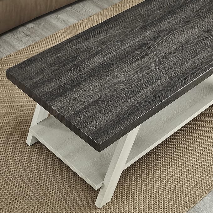 Roundhill Furniture Athens Contemporary Wood Shelf Coffee Table, Weathered - Image 4