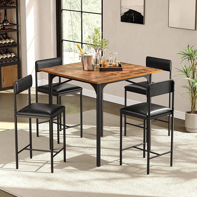 DWVO 5-Piece Dining Room Table Set Bar Table and Chairs Set Counter Height - Image 7