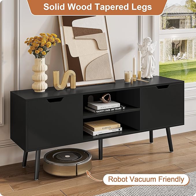 ALINE FURNITURE Black TV Stand for 50 55 60 inch TVs - Image 6