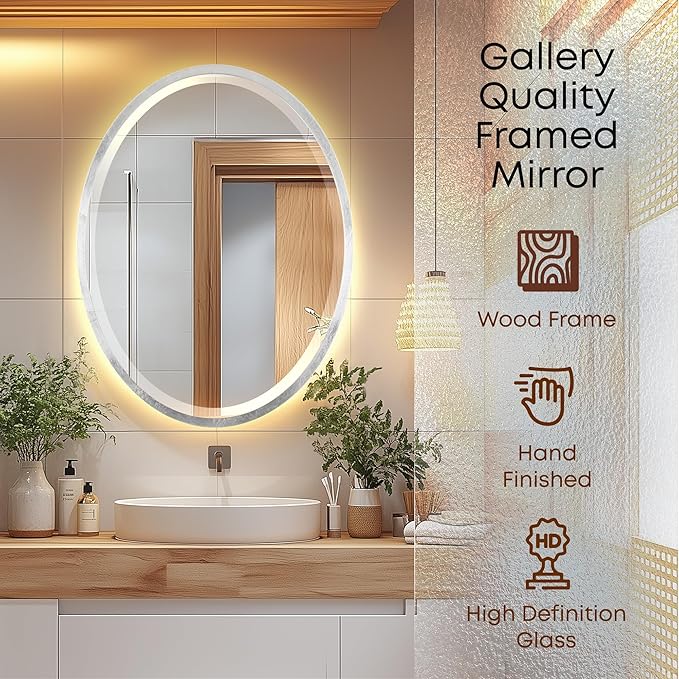 OVALCREST - Oval Wooden Beveled Wall Mirror - Image 2