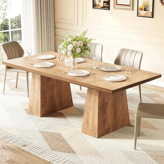 LITTLE TREE Dining Table for 6 People, Wooden Table, Rectangle Furniture - Image 5