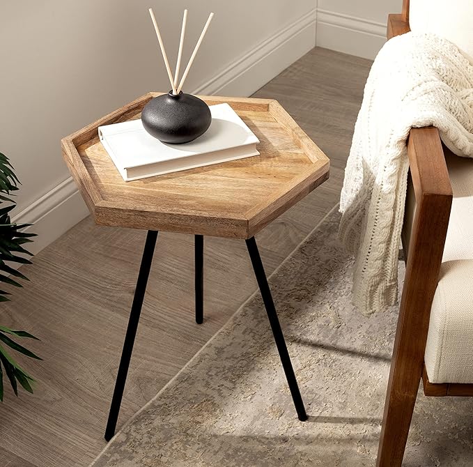 Kate and Laurel Kashvi Modern Hexagon Side Table; 17 x 15 x 20 Natural Wood and - Image 7
