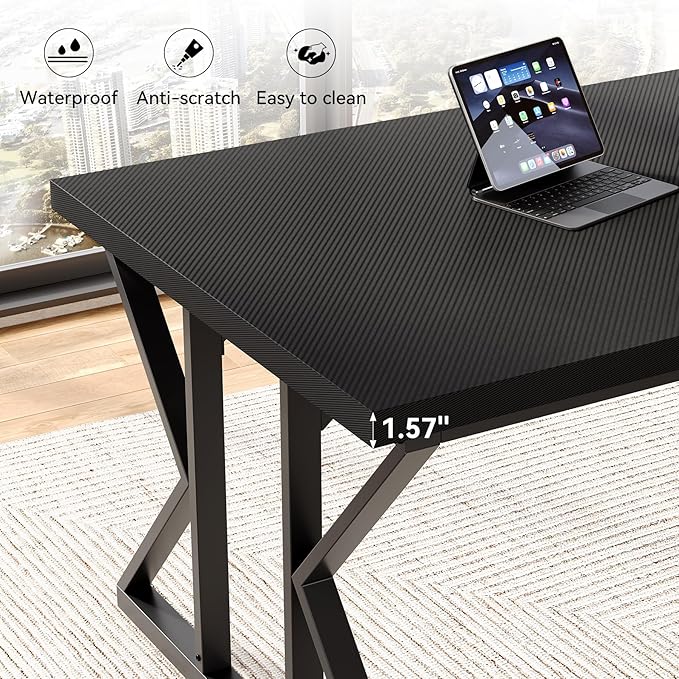 LITTLE TREE 78.7 Inch Large Executive Desk, Extra Long Computer Office Desk - Image 5