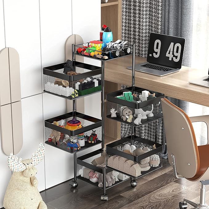 Fruit and Vegetable Basket for Kitchen No Assembly， Rotating Storage Rack - Image 4