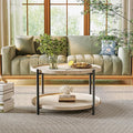 Round Coffee Table for Living Room, Rustic Wood Desktop Center Table by Garvee