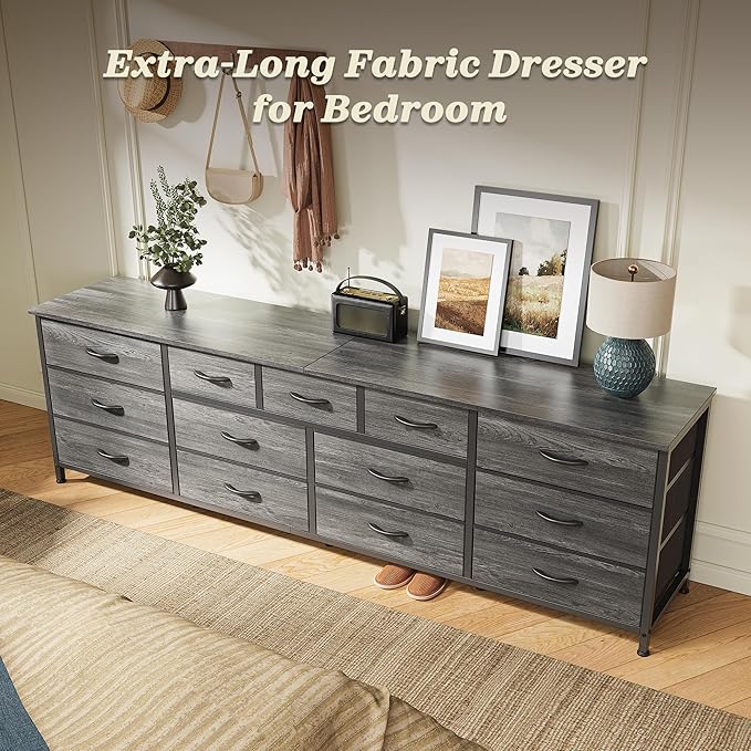Huuger 70 Inch Dresser for Bedroom, TV Stand for 65, 80 Inch TV, 13 Fabric - Image 4