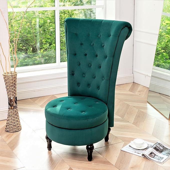 Container Furniture Direct Royal High-Back Velvet Accent Chair - Image 9