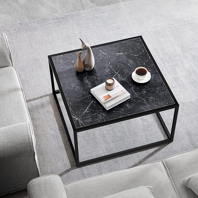 SAYGOER Black Coffee Table Small Square Coffee Table Simple Modern Center Table - Image 2