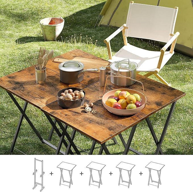 HOOBRO Folding TV Tray Tables, Industrial Side Table - Image 2