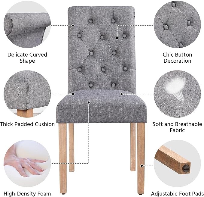 Yaheetech Dining Chairs Set of 2 Fabric Upholstered Dining Room Chairs - Image 5