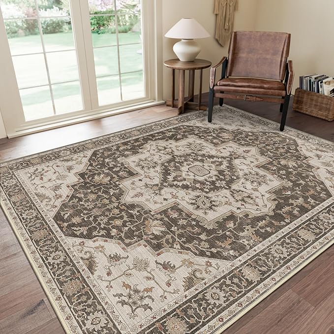 GENIMO 8x10 Area Rugs for Living Room, Machine Washable Non Slip Vintage Retro by GENIMO
