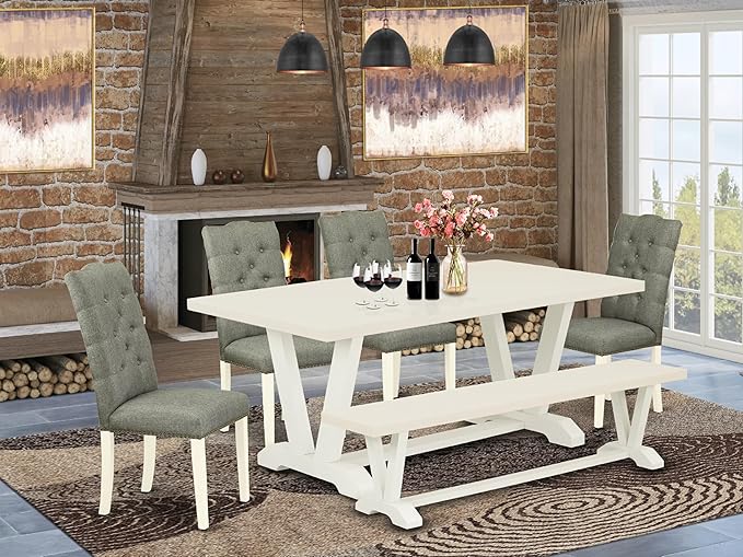 East West Furniture V027EL207-6 6 Piece Modern Dining Table Set Contains a - Image 2