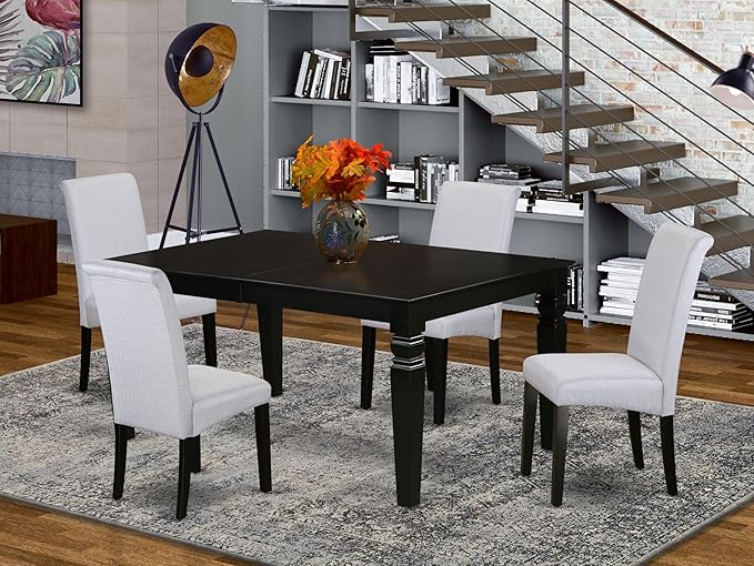 East West Furniture LGBA5-BLK-05 5 Piece Dinette Set Includes a Rectangle - Image 2