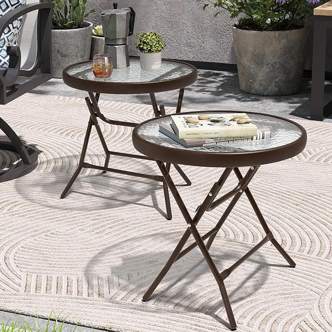 Foldable Patio Side Table Set of 2 by PATIOHIT