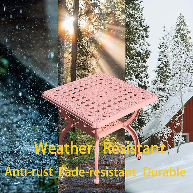 Cast Aluminum Outdoor Side Table, Small Patio Table, Outdoor Coffee Tables - Image 4