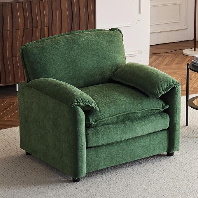 Ball & Cast 38" Oversized Chenille Lounge Chair, Reading Armchair by BallCast