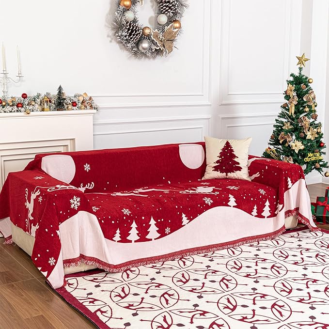 MYSKY HOME Christmas Couch Cover, Washable Pet Couch Covers by MYSKYHOME