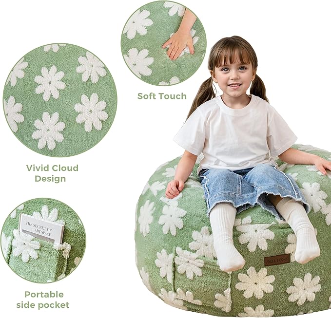 MAXYOYO Bean Bag Chair for Kids, Floral Pattern Lazy Chair - Image 4