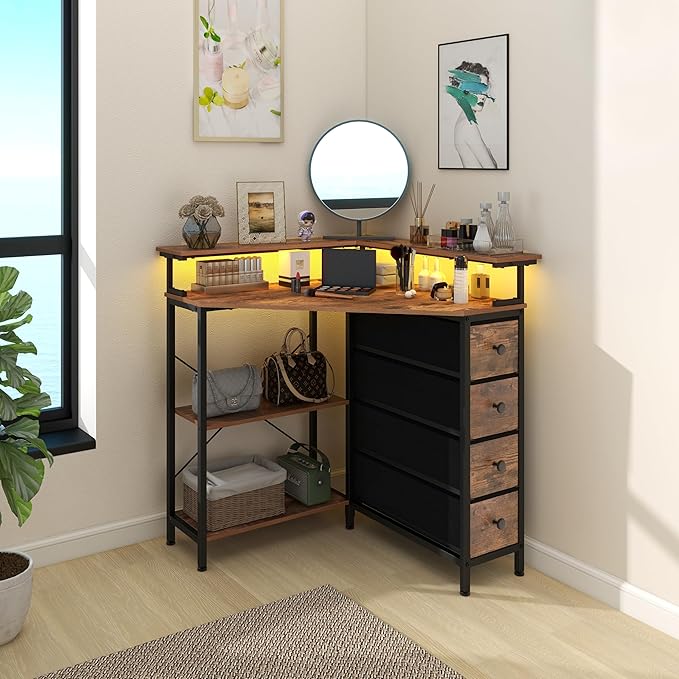 Corner Desk with Drawers Shelves - Image 5