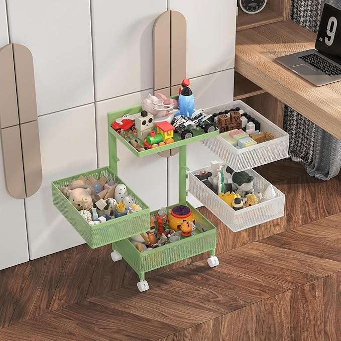 Fruit Basket for Kitchen No Assembly 4-Tier Rotating Storage Rack, Vegetable - Image 6