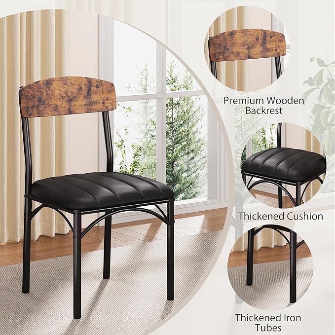 Round Dining Table Set for 4, Kitchen Table and Chairs for 4, Circle Table - Image 5