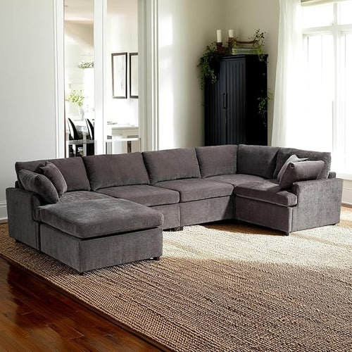 100 Inch U-Shaped Modular Convertible Sectional Sofa by Unknown