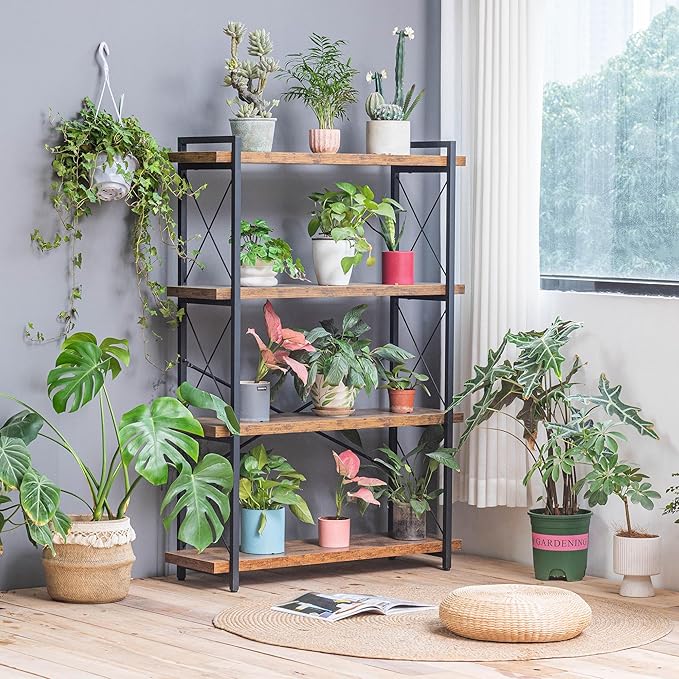 Bookshelf, 4 Tier Bookshelf, Tall Bookcase - Image 8