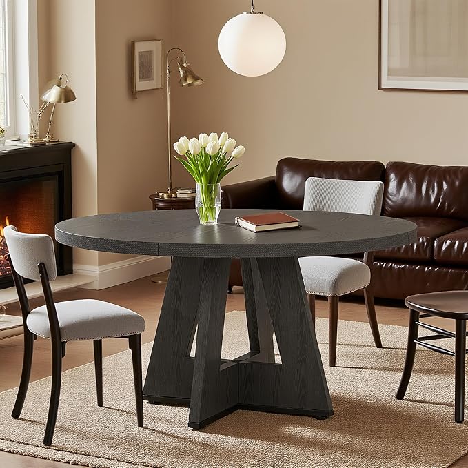 47" Round Dining Table for 4-6, Modern Dinner Table Farmhouse Round Small - Image 8