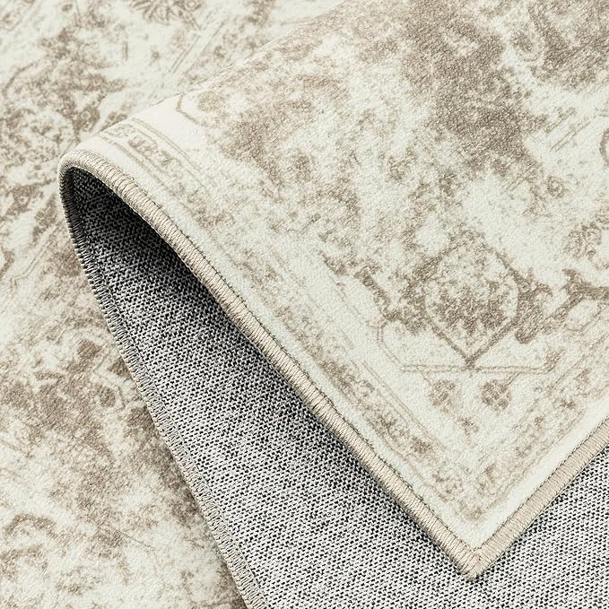 5x7 Washable Area Rug Brown Neutral Carpet - Image 7