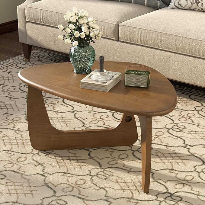 Mid Century Modern Coffee Table, Solid Wood Triangle Coffee Table - Image 2
