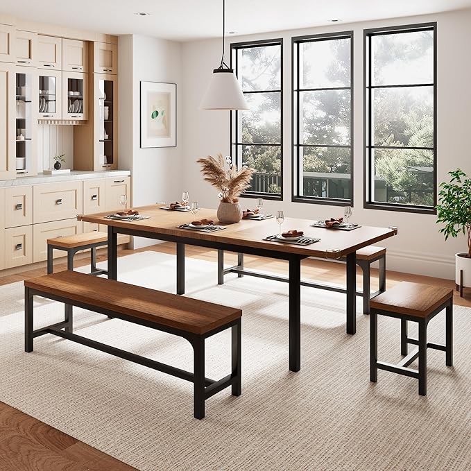 5 Pieces Dining Room Table Set for 4-6, Small Dining Table Set - Image 7