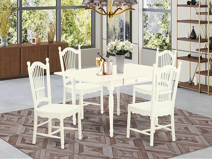 East West Furniture MZDO5-LWH-W 5 Piece Kitchen Table & Chairs Set Includes a - Image 2