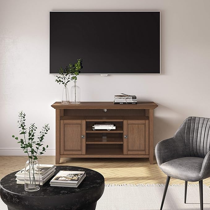 SIMPLIHOME Amherst 54-inch Wide Solid Wood TV Stand in Rustic Natural Aged Brown - Image 2
