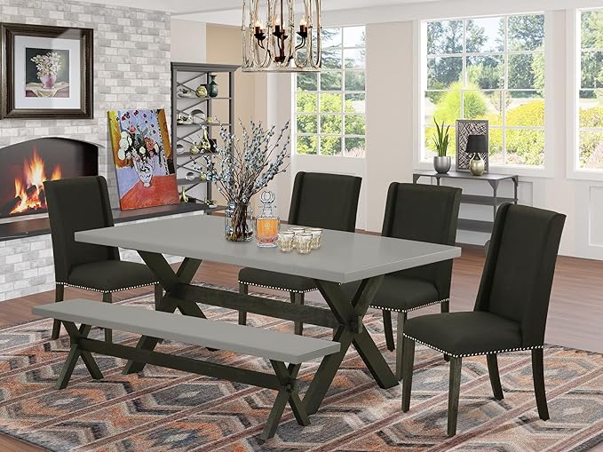 East West Furniture X697FL624-6 6 Piece Dinette Set Contains a Rectangle Dining by EastWestFurniture