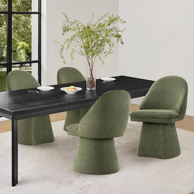Swivel Dining Chairs Modern Desk Chair Upholstered Linen Fabric Side Chair - Image 9