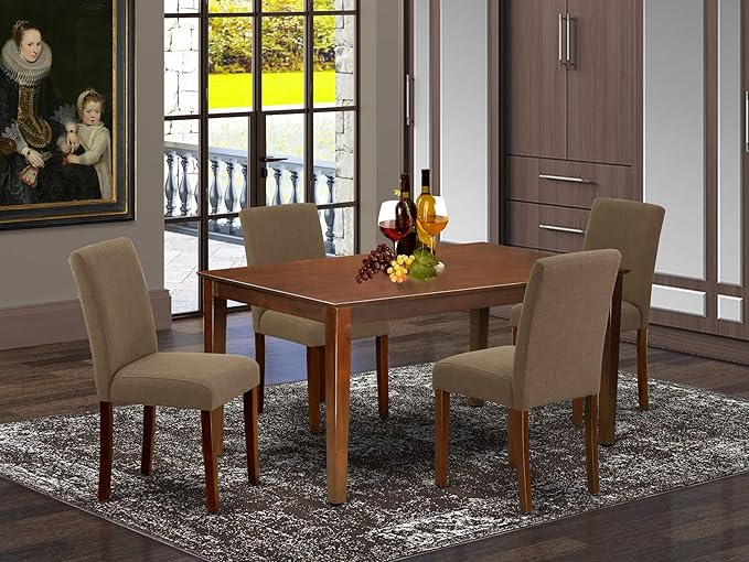 East West Furniture CAAB5-MAH-18 5 Piece Modern Dining Table Set Includes a - Image 2